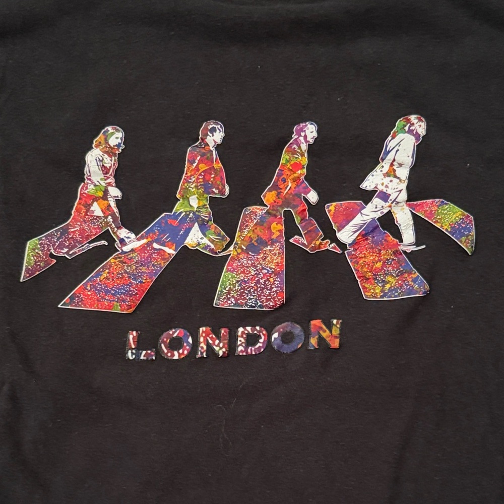 Colorful Beatles Abbey Road London Graphic Tee -  Cropped vintage band t-shirt